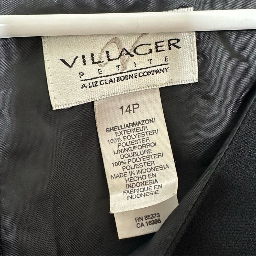 Vintage Villager Scoop Neck Black Sleeveless Dress 14 Petite - Picture 2 of 4